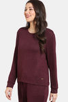 Zivame Light Jaspe Knit Poly Sweatshirt - Windsor Wine — thumbnail 3